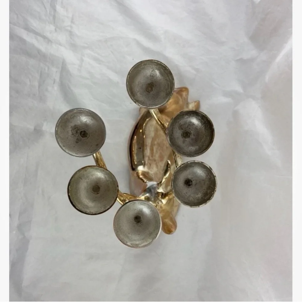 Pottery Barn Deer Reindeer Candle Holder Silver Plated Brass 6 Candle Holder - Picture 10 of 16
